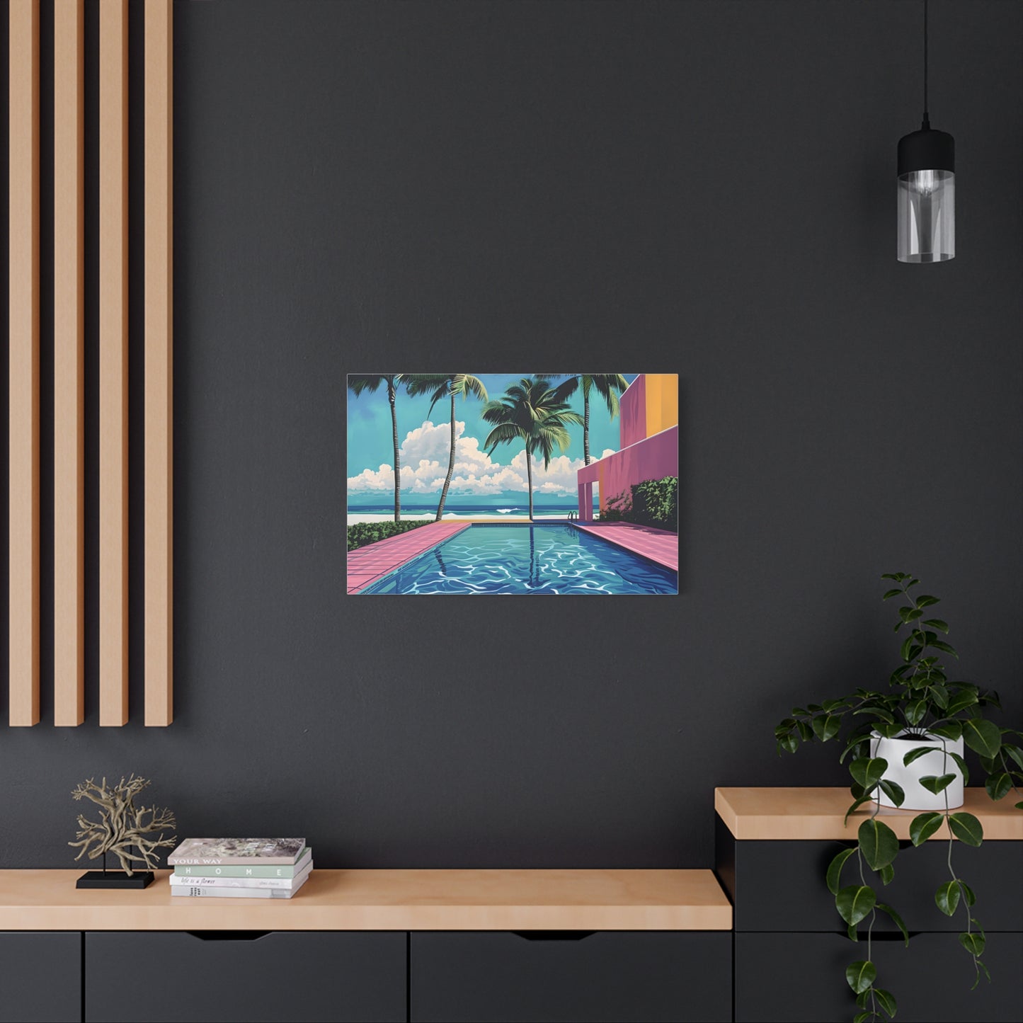 Vibrant Canvas Wall Art - Tropical Pool Paradise Decor, Beach House Wall Art, Vacation Vibes, Summer Aesthetic, Gift for Home