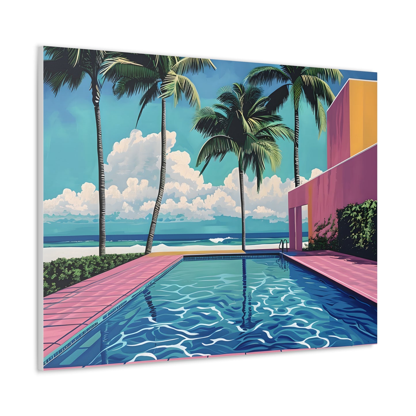 Vibrant Canvas Wall Art - Tropical Pool Paradise Decor, Beach House Wall Art, Vacation Vibes, Summer Aesthetic, Gift for Home
