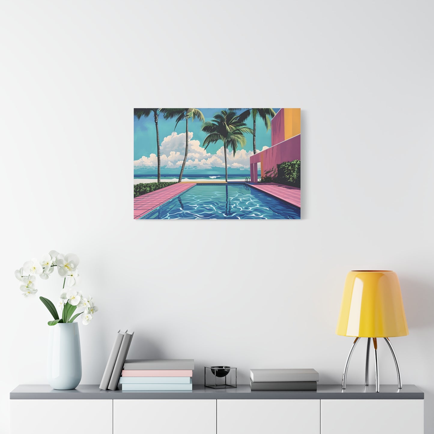 Vibrant Canvas Wall Art - Tropical Pool Paradise Decor, Beach House Wall Art, Vacation Vibes, Summer Aesthetic, Gift for Home