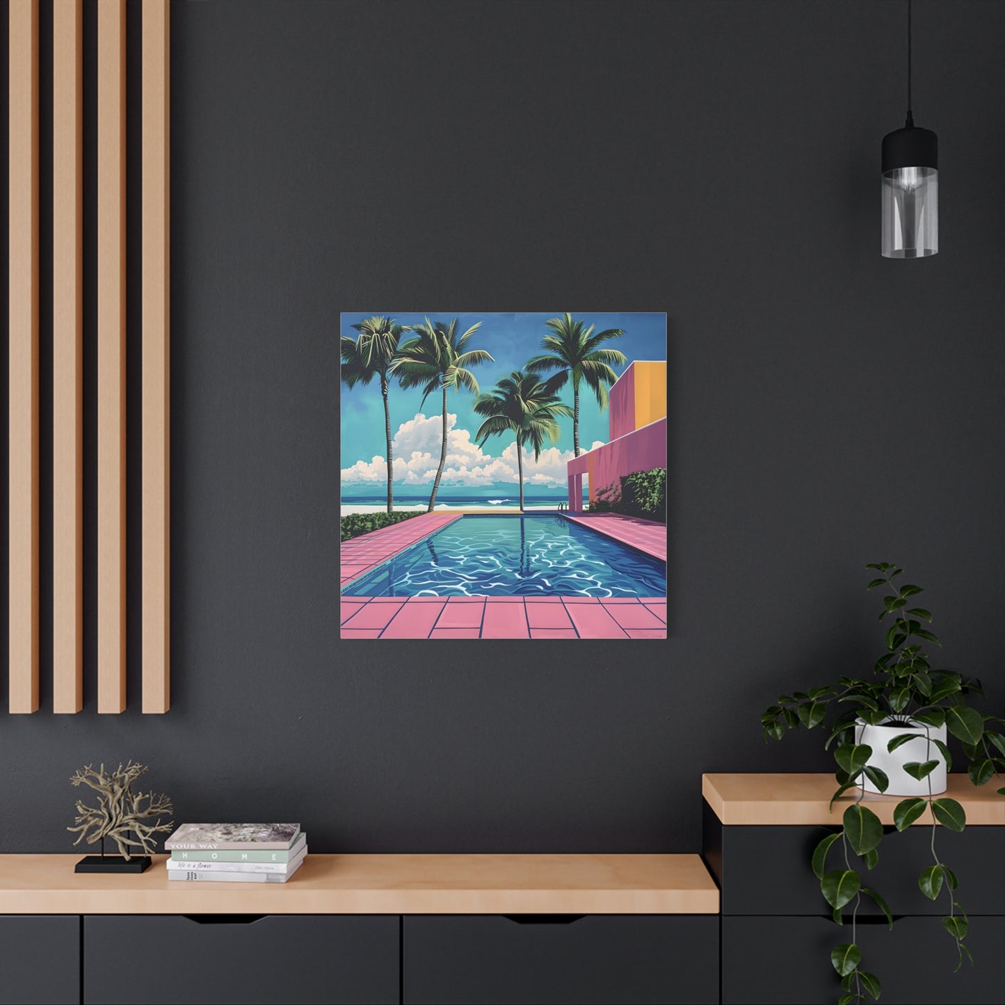 Vibrant Canvas Wall Art - Tropical Pool Paradise Decor, Beach House Wall Art, Vacation Vibes, Summer Aesthetic, Gift for Home