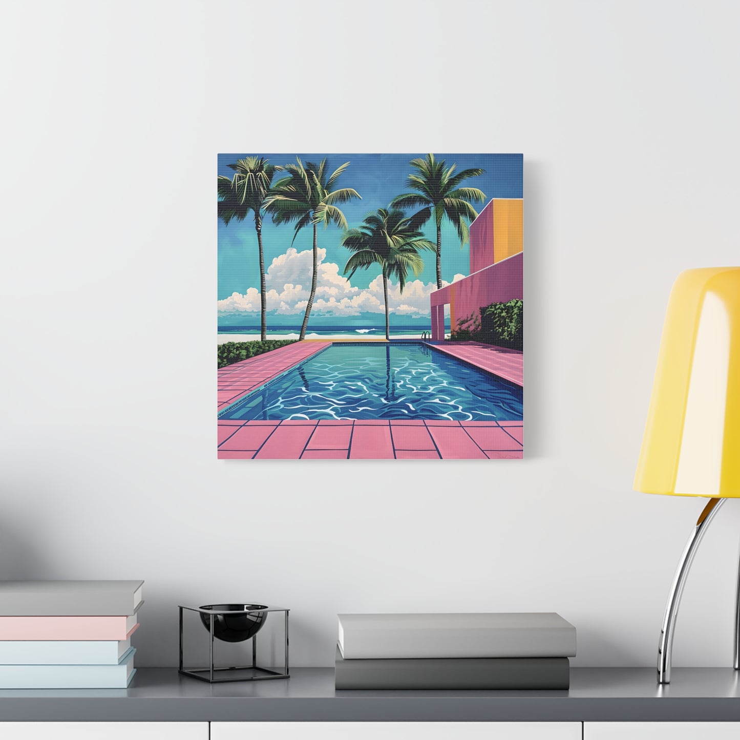 Vibrant Canvas Wall Art - Tropical Pool Paradise Decor, Beach House Wall Art, Vacation Vibes, Summer Aesthetic, Gift for Home