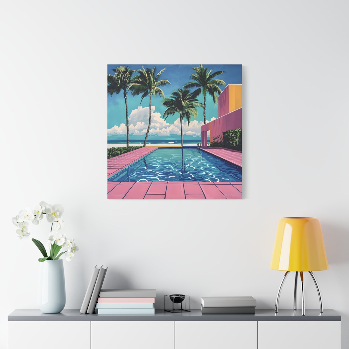 Vibrant Canvas Wall Art - Tropical Pool Paradise Decor, Beach House Wall Art, Vacation Vibes, Summer Aesthetic, Gift for Home