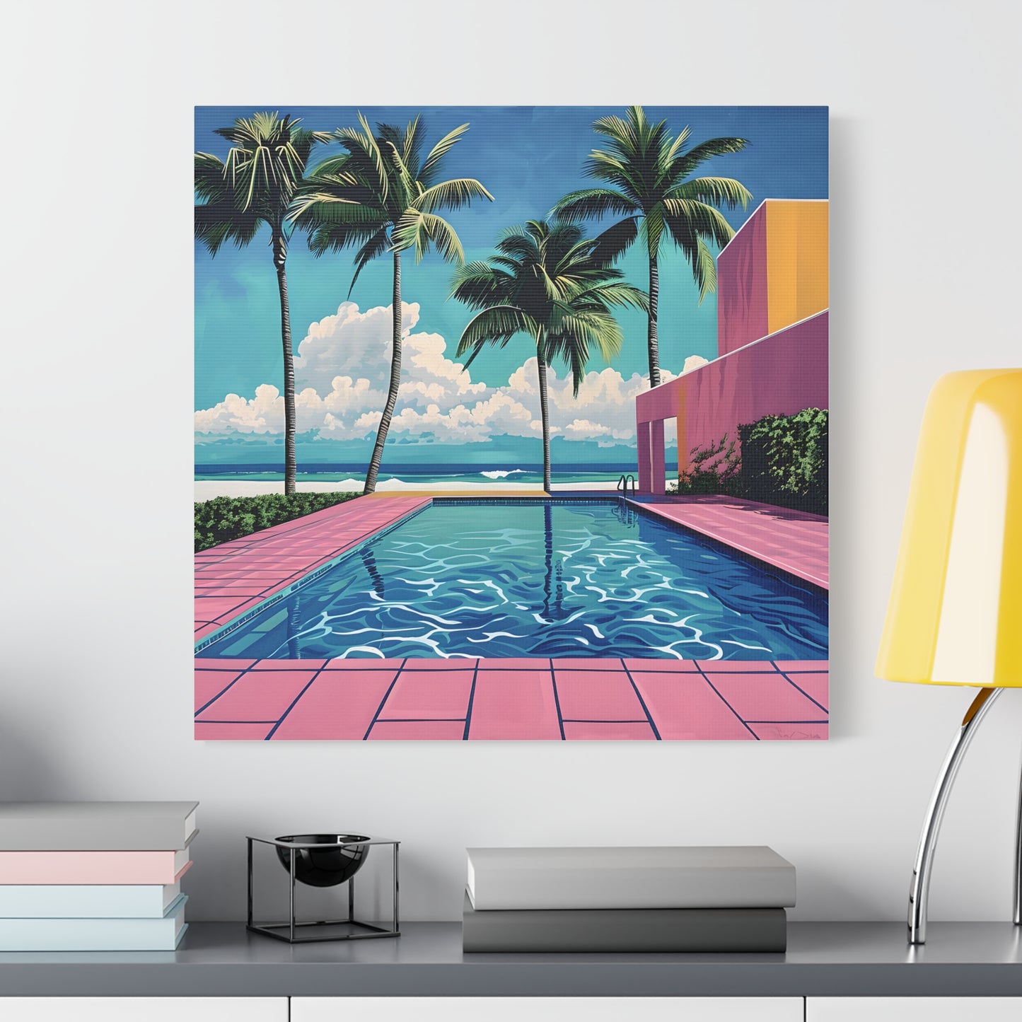Vibrant Canvas Wall Art - Tropical Pool Paradise Decor, Beach House Wall Art, Vacation Vibes, Summer Aesthetic, Gift for Home