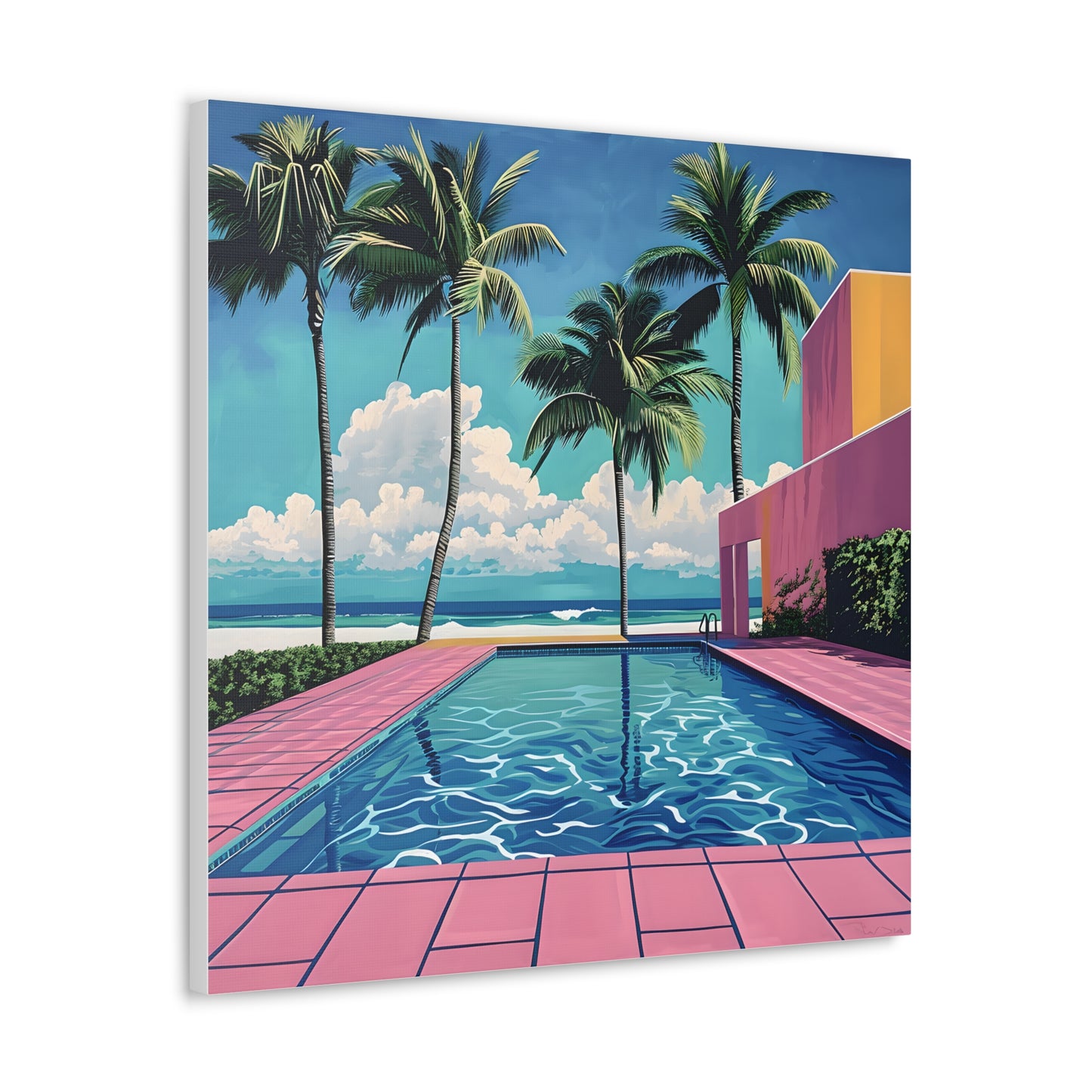 Vibrant Canvas Wall Art - Tropical Pool Paradise Decor, Beach House Wall Art, Vacation Vibes, Summer Aesthetic, Gift for Home