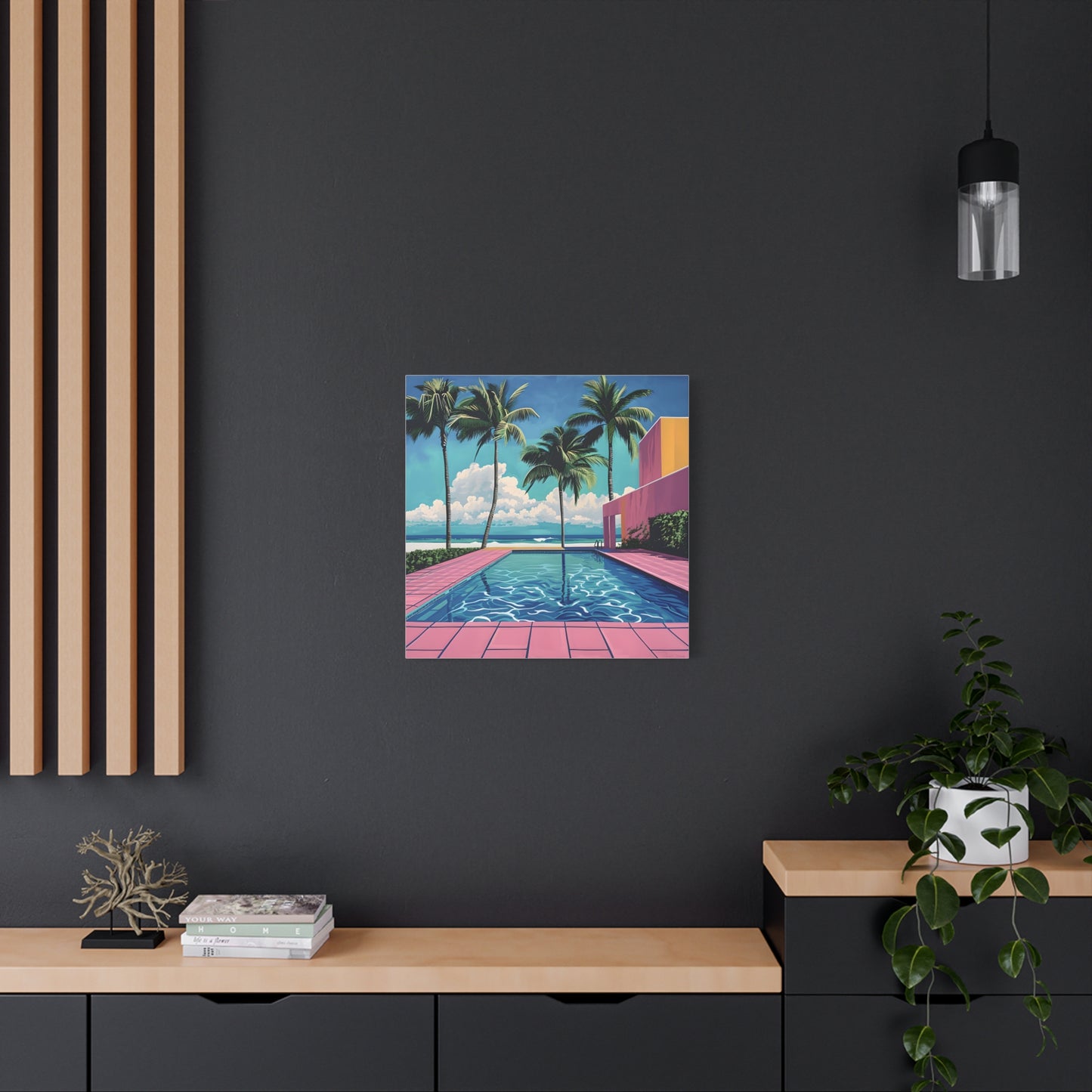 Vibrant Canvas Wall Art - Tropical Pool Paradise Decor, Beach House Wall Art, Vacation Vibes, Summer Aesthetic, Gift for Home