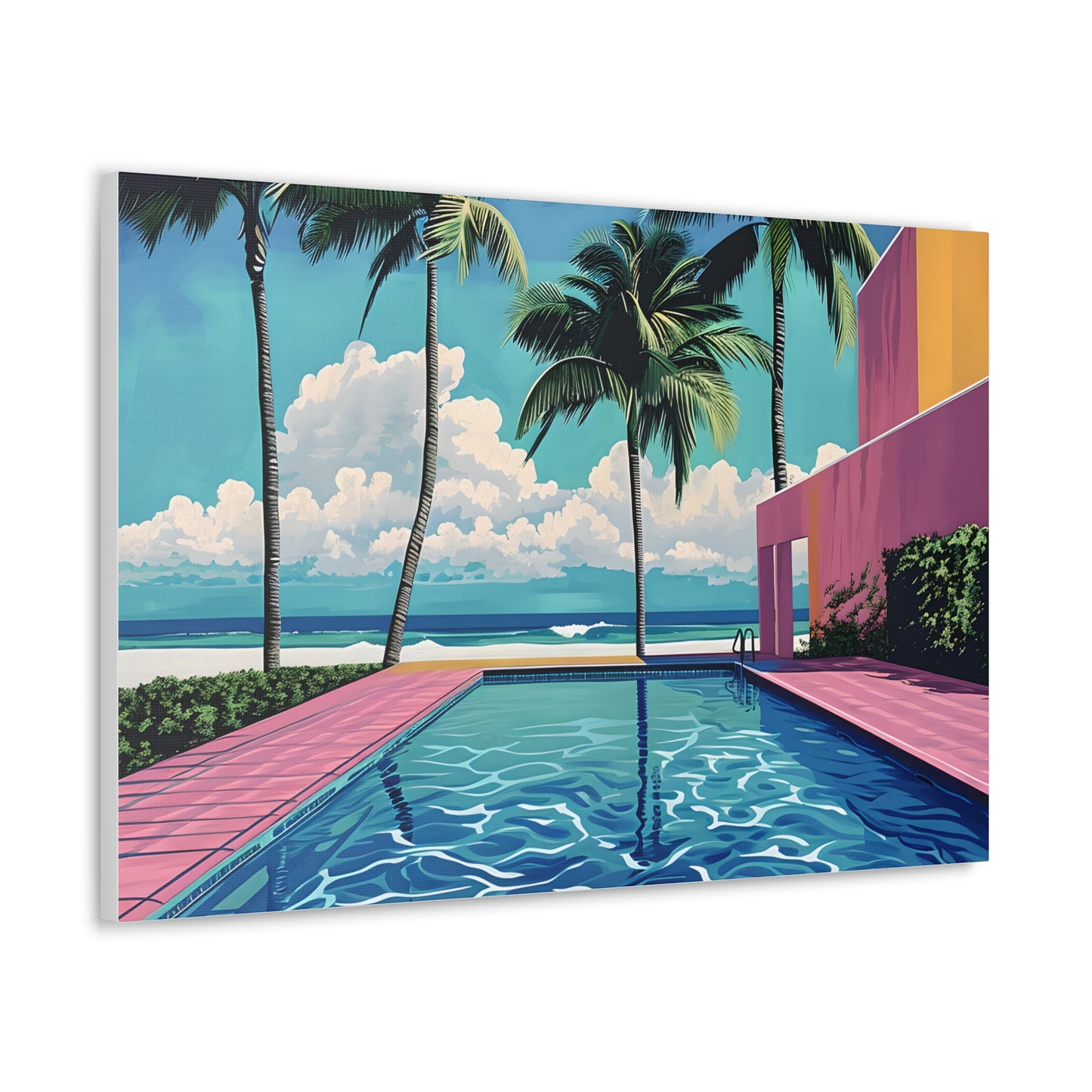 Vibrant Canvas Wall Art - Tropical Pool Paradise Decor, Beach House Wall Art, Vacation Vibes, Summer Aesthetic, Gift for Home