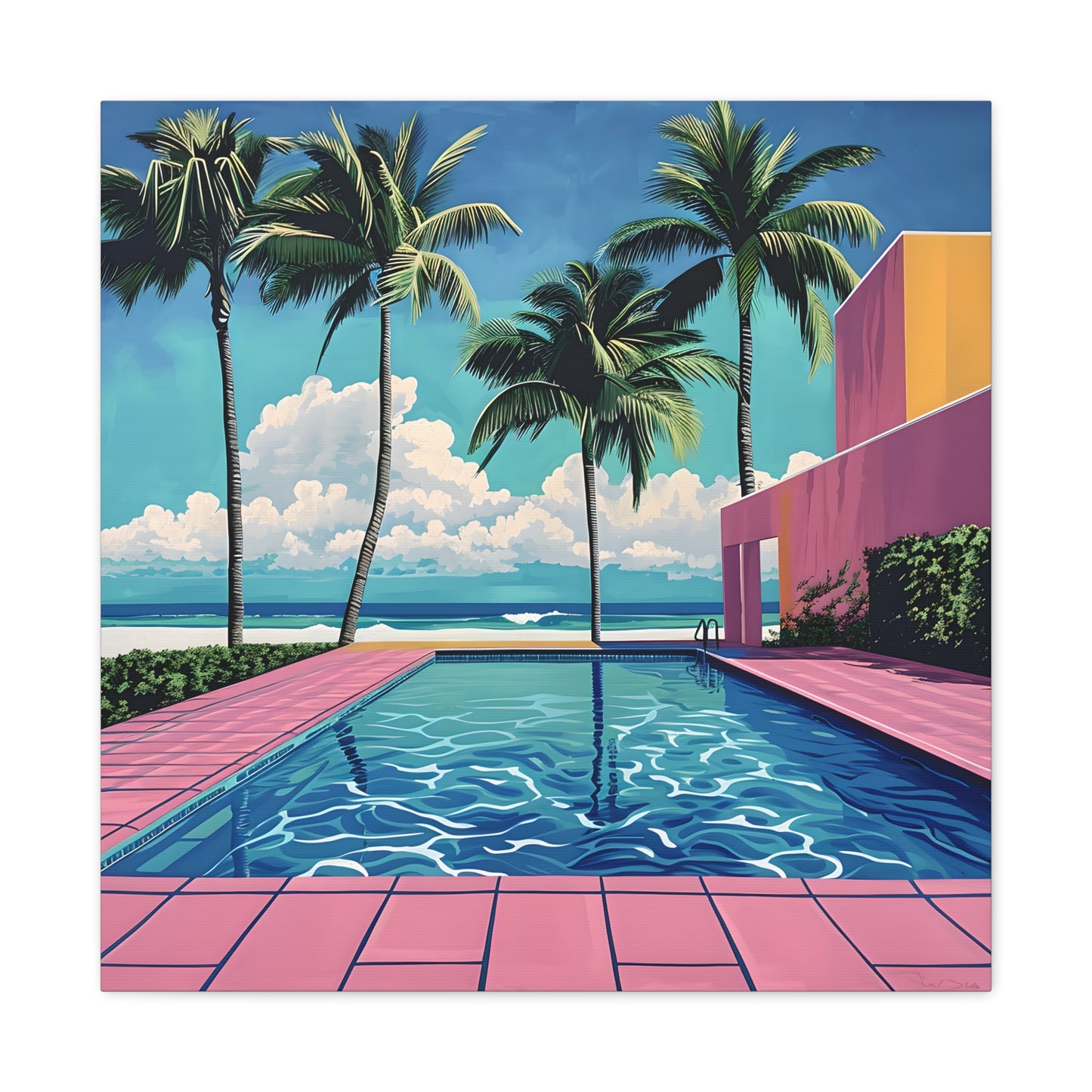 Vibrant Canvas Wall Art - Tropical Pool Paradise Decor, Beach House Wall Art, Vacation Vibes, Summer Aesthetic, Gift for Home