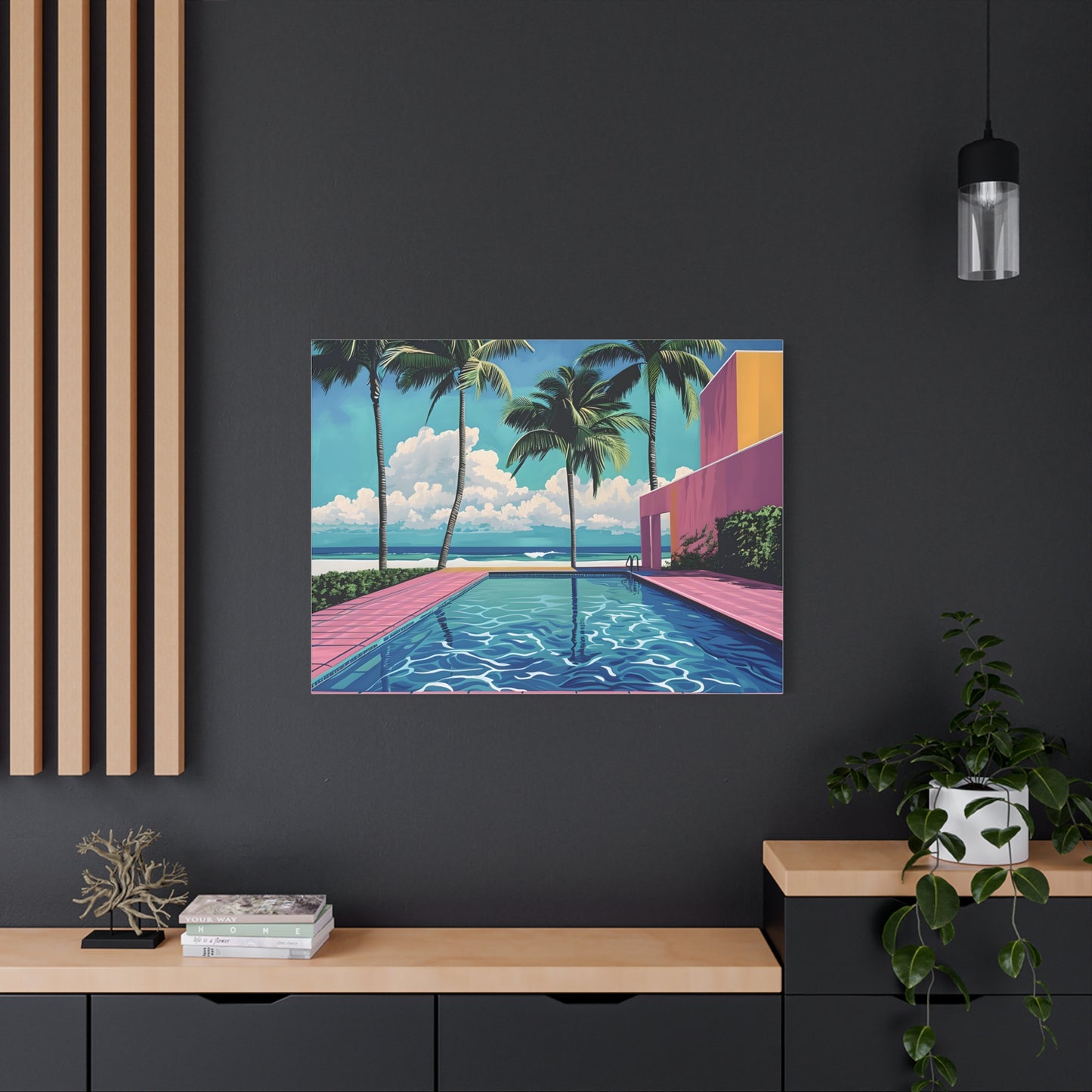 Vibrant Canvas Wall Art - Tropical Pool Paradise Decor, Beach House Wall Art, Vacation Vibes, Summer Aesthetic, Gift for Home