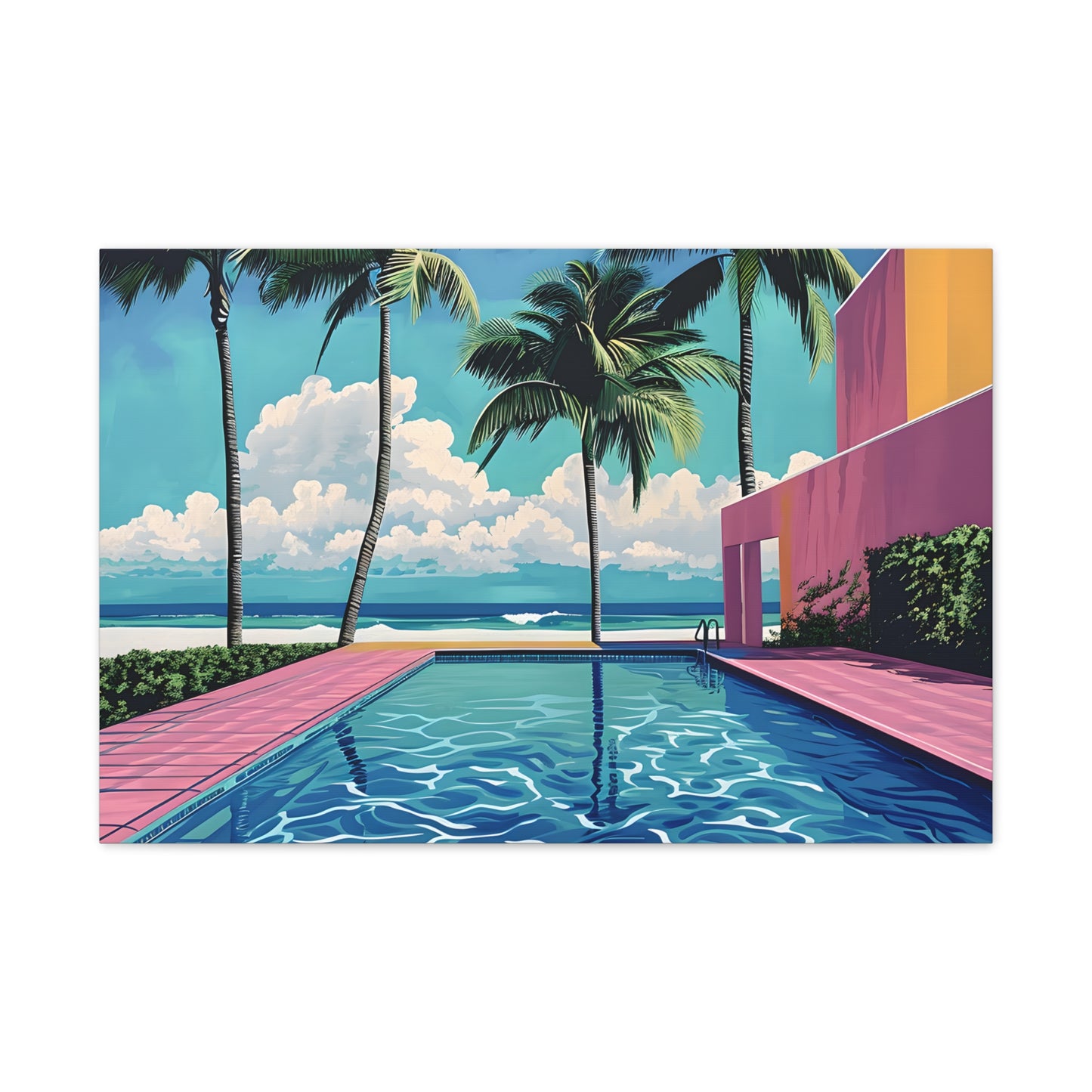 Vibrant Canvas Wall Art - Tropical Pool Paradise Decor, Beach House Wall Art, Vacation Vibes, Summer Aesthetic, Gift for Home