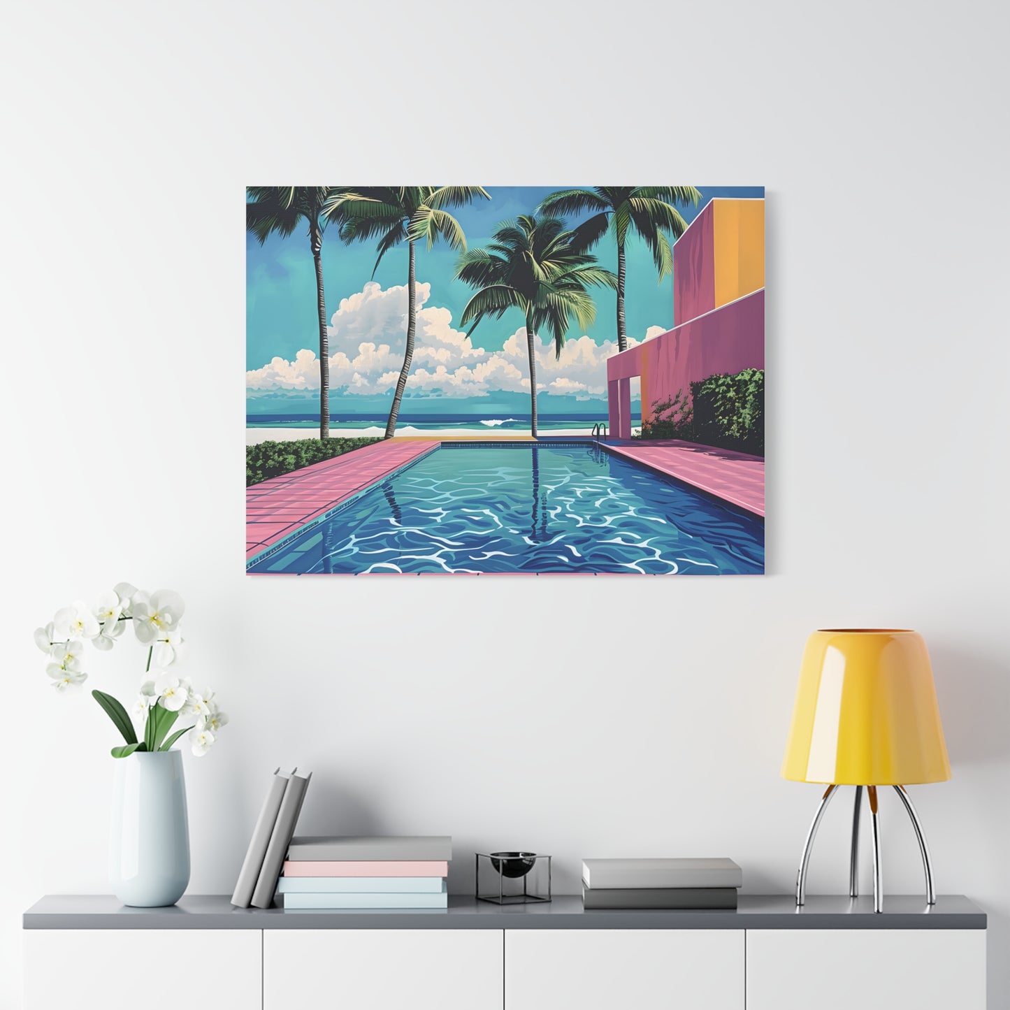 Vibrant Canvas Wall Art - Tropical Pool Paradise Decor, Beach House Wall Art, Vacation Vibes, Summer Aesthetic, Gift for Home
