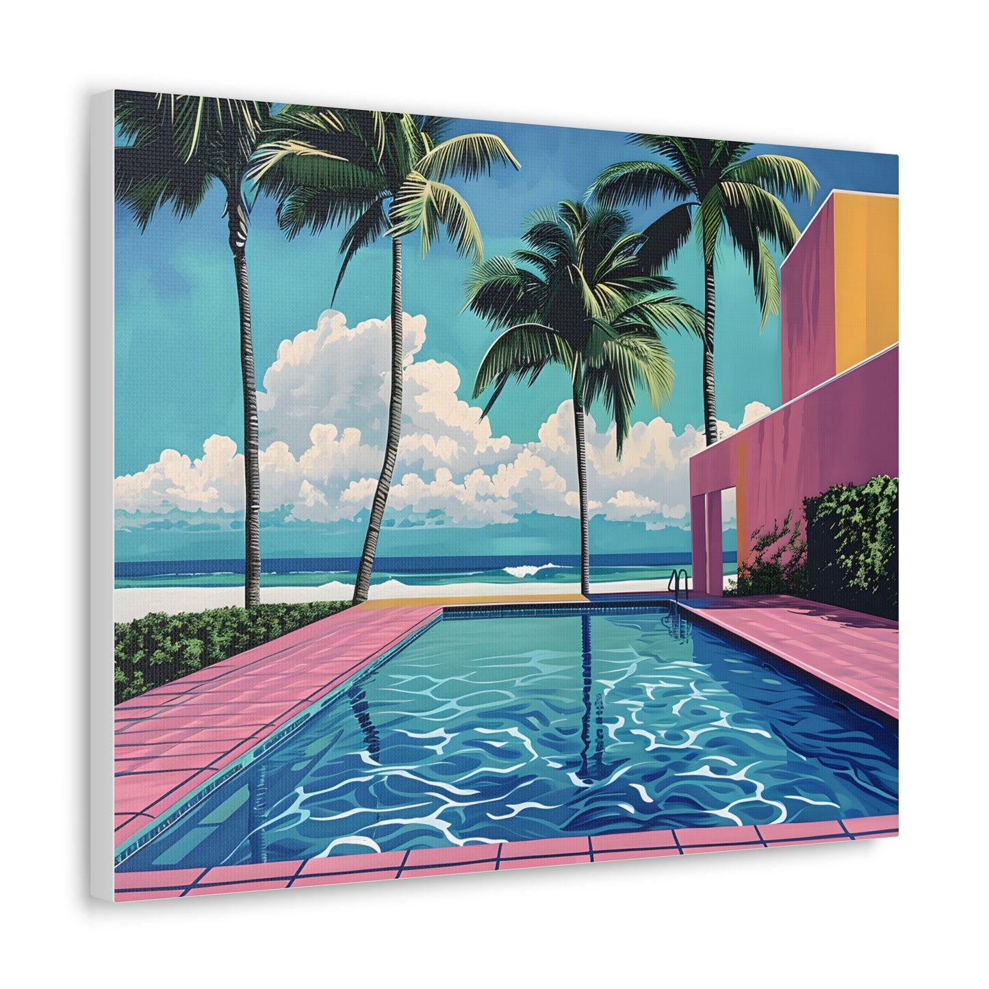 Vibrant Canvas Wall Art - Tropical Pool Paradise Decor, Beach House Wall Art, Vacation Vibes, Summer Aesthetic, Gift for Home