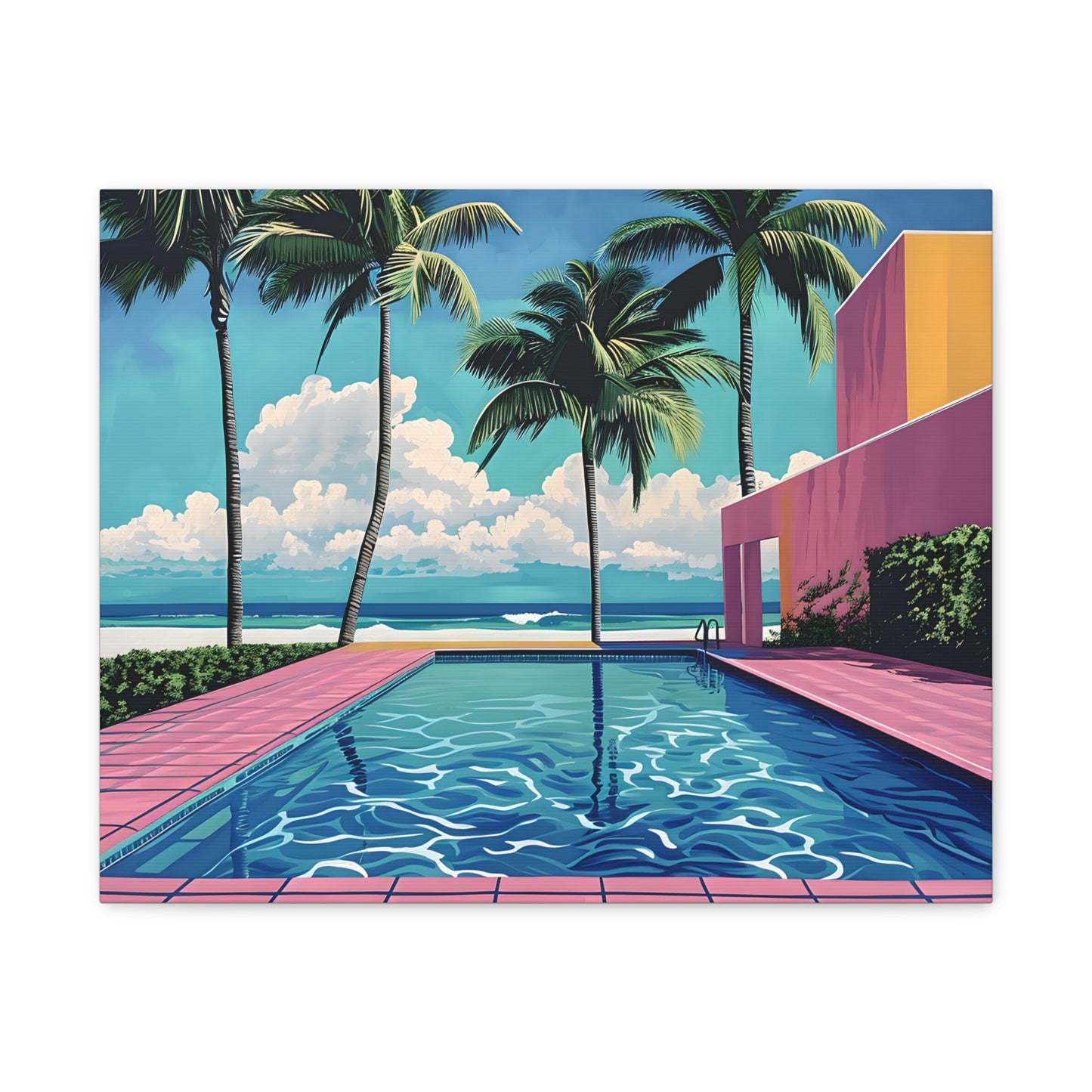 Vibrant Canvas Wall Art - Tropical Pool Paradise Decor, Beach House Wall Art, Vacation Vibes, Summer Aesthetic, Gift for Home