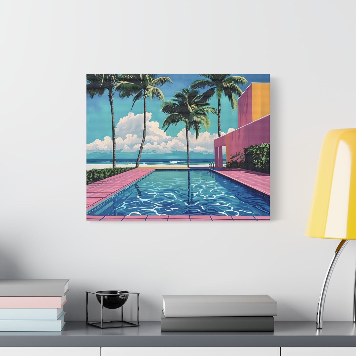Vibrant Canvas Wall Art - Tropical Pool Paradise Decor, Beach House Wall Art, Vacation Vibes, Summer Aesthetic, Gift for Home