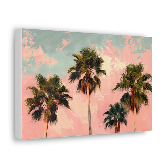 Palm Tree Wall Art, Vintage Canvas Print, Tropical Decor, Home Aesthetic, Perfect Gift for Summer Lovers, Beach House Wall Decor