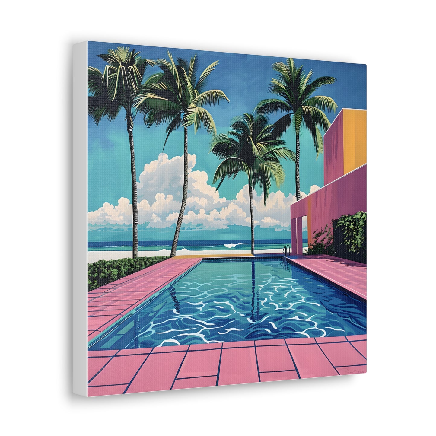 Vibrant Canvas Wall Art - Tropical Pool Paradise Decor, Beach House Wall Art, Vacation Vibes, Summer Aesthetic, Gift for Home