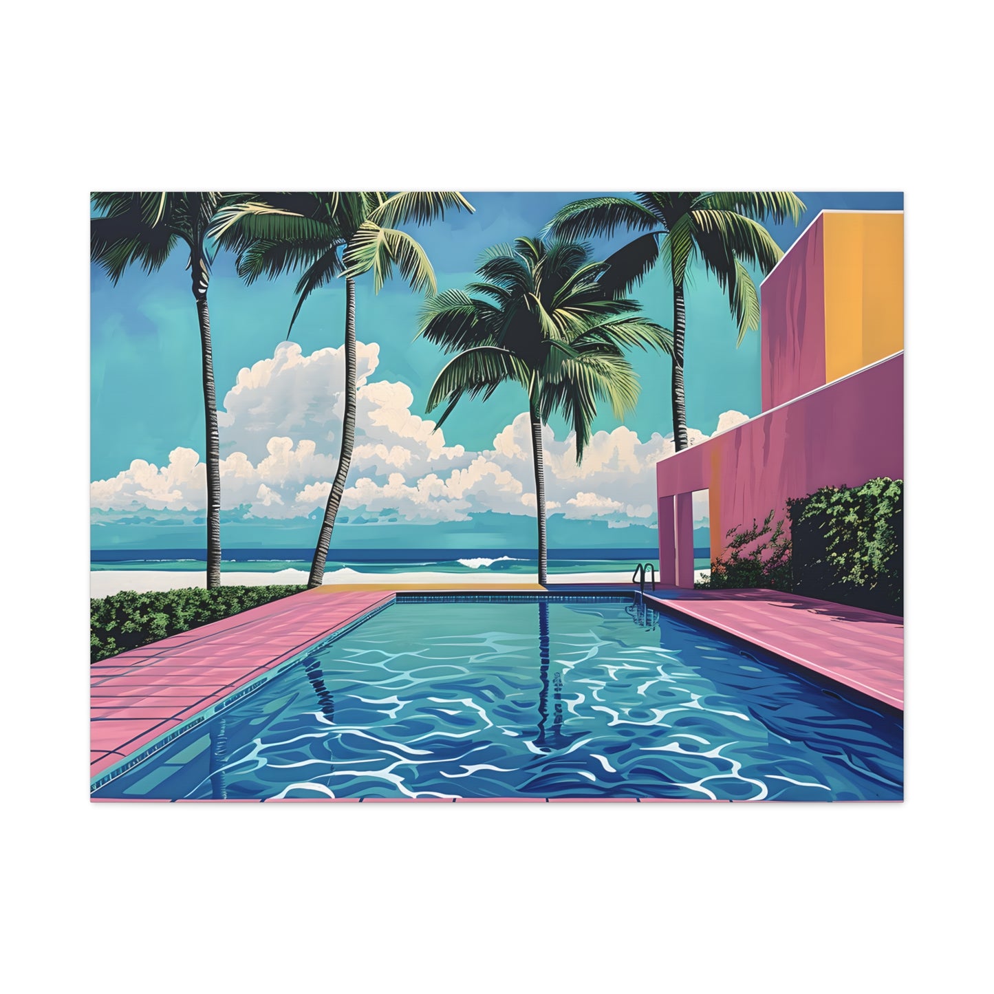 Vibrant Canvas Wall Art - Tropical Pool Paradise Decor, Beach House Wall Art, Vacation Vibes, Summer Aesthetic, Gift for Home