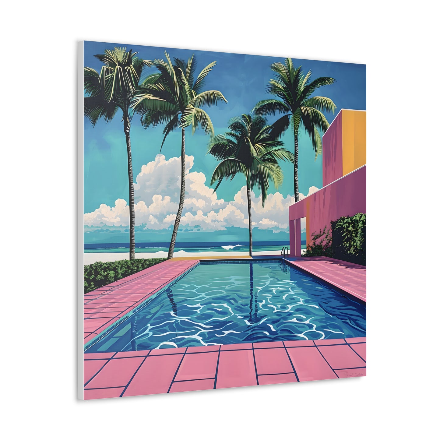 Vibrant Canvas Wall Art - Tropical Pool Paradise Decor, Beach House Wall Art, Vacation Vibes, Summer Aesthetic, Gift for Home